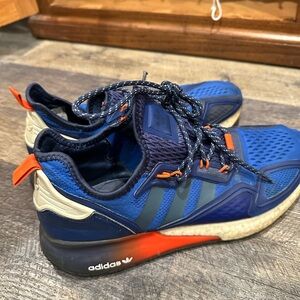 Adidas Blue and Orange Sneakers with Mesh Upper